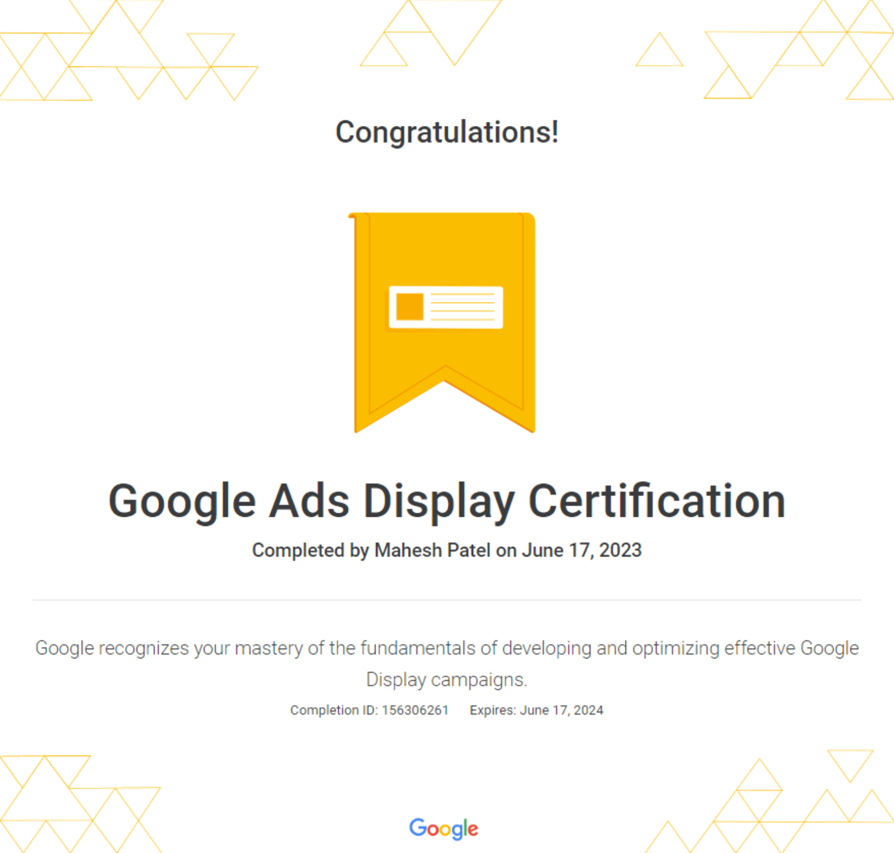 Adwords Display Advertising Certification