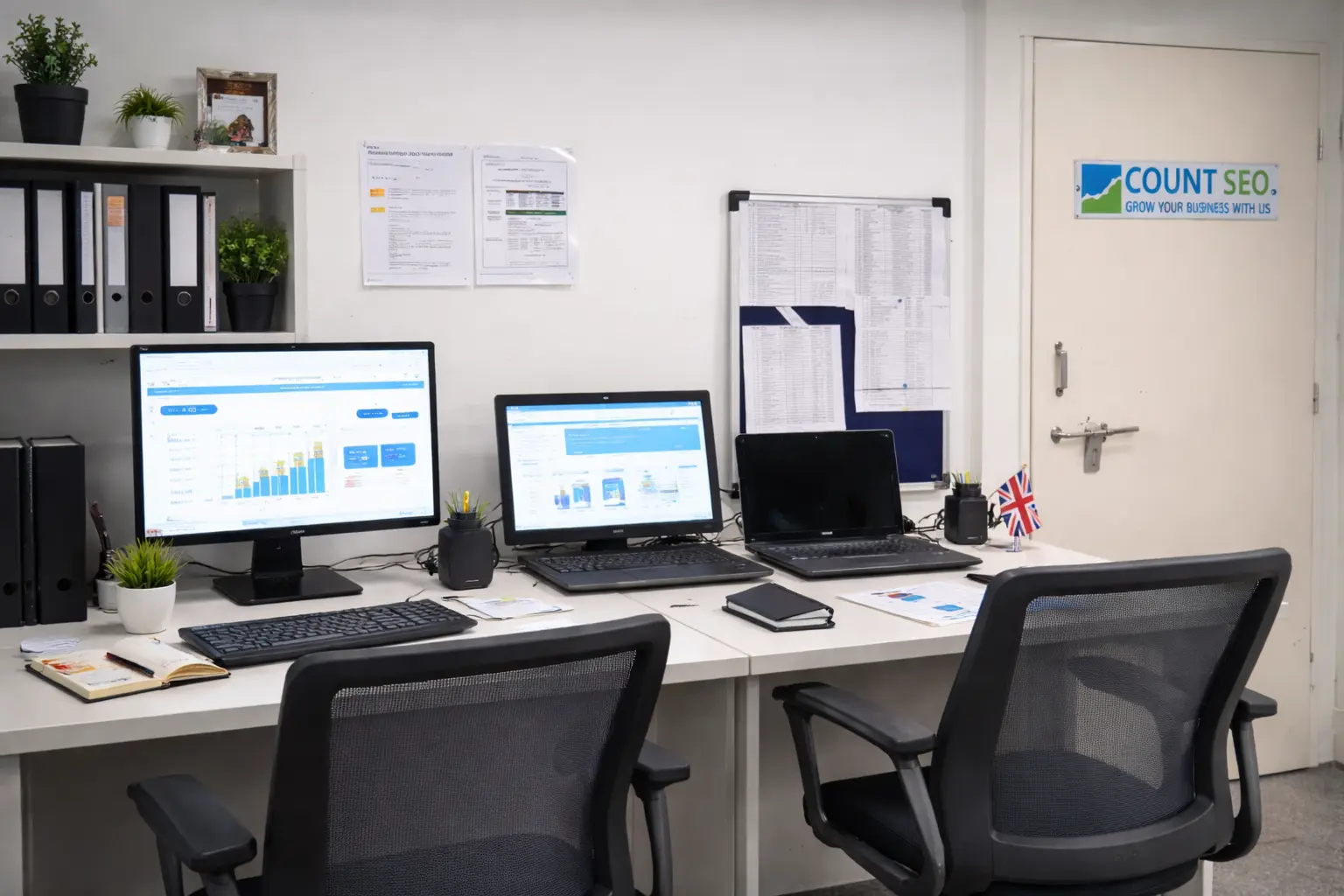 Office digital marketing SEO team working on website ranking and online business growth